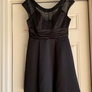 David's Bridal Black Satin Midi Dress